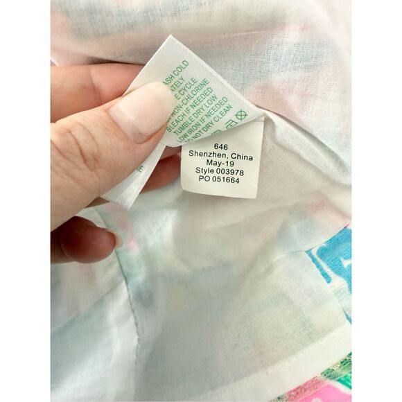 Lilly Pulitzer Multicolor Summer Remix‎ Patchwork Pearl Top Size 0 - Picture 6 of 6
